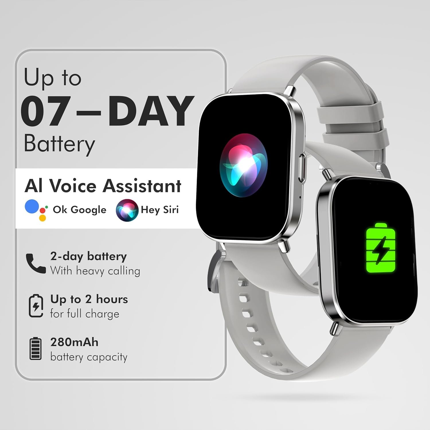 Nervfit Fuel S2 Pro 2.02” TrueColor+ Display Smartwatch Talks, Tracks, and Thinks Like You | BT Calling, SpO2, AI Assistant, 100+ Modes, Waterproof – Cloud Grey - Image 4